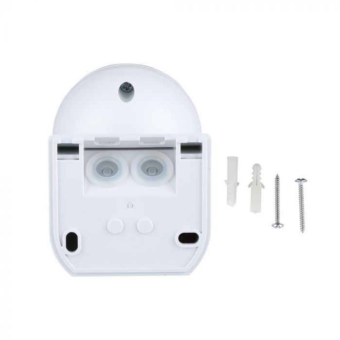 Infrasarkanais kustības sensors, grozāms, balts, regulējams laiks un LUX, Max 400W LED, IP44,  360°, V-TAC