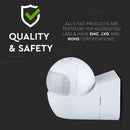 Infrared motion sensor, rotatable, white, adjustable time and LUX, Max 400W LED, IP44, 360°, V-TAC