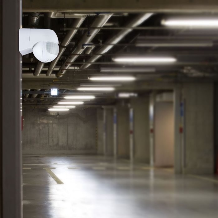 Infrared motion sensor, rotatable, white, adjustable time and LUX, Max 400W LED, IP44, 360°, V-TAC