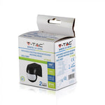 Infrasarkanais kustības sensors, grozāms, melns, regulējams laiks un LUX (līdz 400W), V-TAC