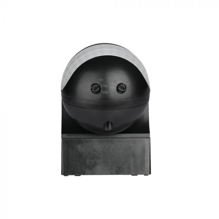 Infrared motion sensor, rotatable, black, adjustable time and LUX (up to 400W), V-TAC