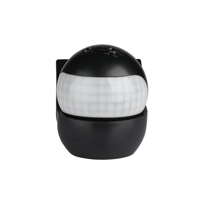 Infrasarkanais kustības sensors, grozāms, melns, regulējams laiks un LUX (līdz 400W), V-TAC