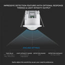 Infrared motion sensor, ceiling, adjustable time and LUX (up to 300W), V-TAC