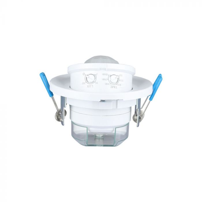 Infrasarkanais kustības sensors, iebūvējams, griestu, balts, regulējams laiks un LUX , Max 400W LED,  360°, V-TAC