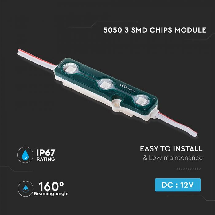 0.72W(66Lm) IP67 LED Modulis ar 3 V-TAC diodēm SMD5050, ZAĻA gaisma