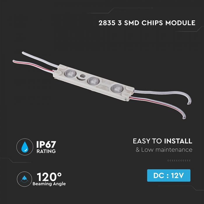 1W (100Lm) IP67 LED модуль с 3 V-TAC диодами SMD2835, холодный белый 6000K
