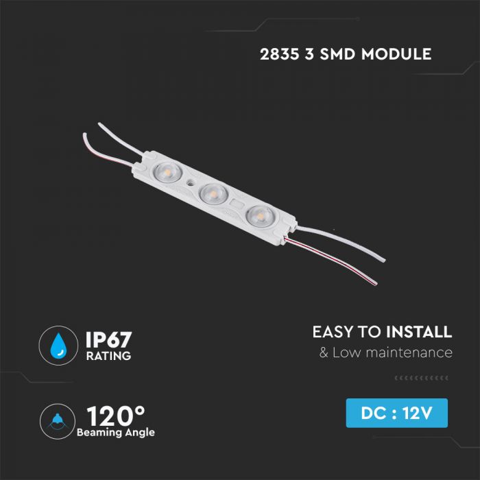 1.5W LED Modulis V-TAC ar SMD2835 3 diodēm, 3m pašlīmējošs, IP67, ZAĻA gaisma