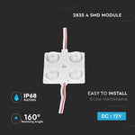 1.44W (135Lm) LED moodul V-TAC koos SMD2835 4 dioodiga, 3m isekleepuv, IP68, jaheda valge 6000K