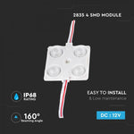 1.44W (135Lm) LED moodul V-TAC koos SMD2835 4 dioodiga, 3 m isekleepuv, IP68, PUNANE valgus