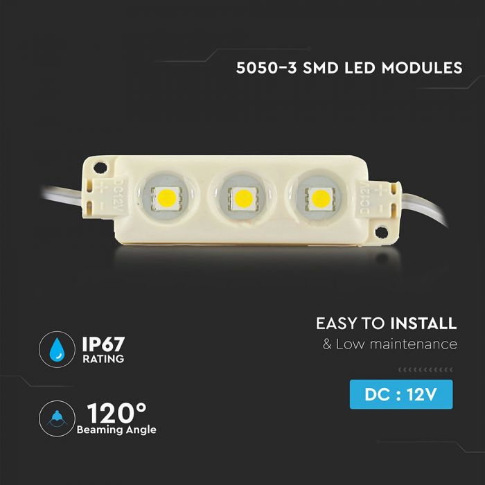 0.72W(22Lm) LED Modulis V-TAC ar SMD2835 3 diodēm, 3 m pašlīmējošs, IP66, RGB krāsaina