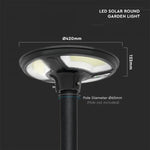 7.5W(1000Lm) LED päikesevalgusti, ümmargune, RF-anduriga, IP65, V-TAC, LiFePO4 3.2V 32650, 15AH, neutraalne valge valgus 4000K