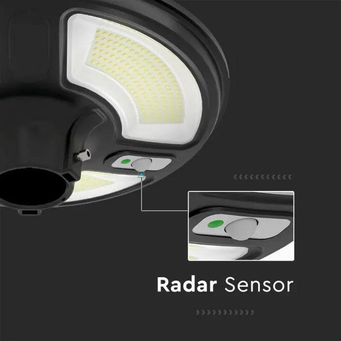 7.5W(1000Lm) LED päikesevalgusti, ümmargune, RF-anduriga, IP65, V-TAC, LiFePO4 3.2V 32650, 15AH, neutraalne valge valgus 4000K