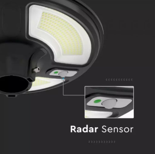 10W(1500Lm) LED solar light, round, with RF sensor, IP65, V-TAC, LiFePO4 3.2V 32650, 25AH, cold white light 6500K