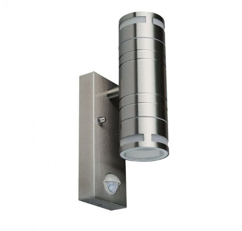 V-TAC Fasadlampram med PIR-sensor och 2xGU10 LED-lampor (glödlampor ingår ej), max 2x35W, IP44