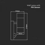 V-TAC Fasādes lampas karkass ar PIR sensoru un 2xGU10 LED spuldzēm (spuldzes nav iekļautas), max 2x35W, IP44
