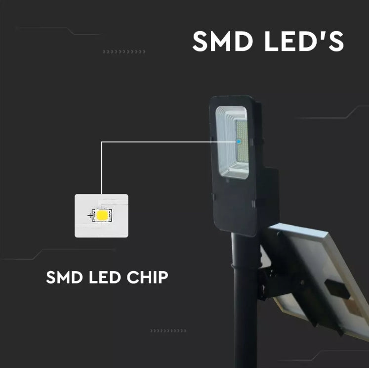 50W (4000Lm) LED Solar Street Light koos Li-ion 6.4V / 27.5AH akuga, IP65, V-TAC, neutraalne valge valgus 4000K