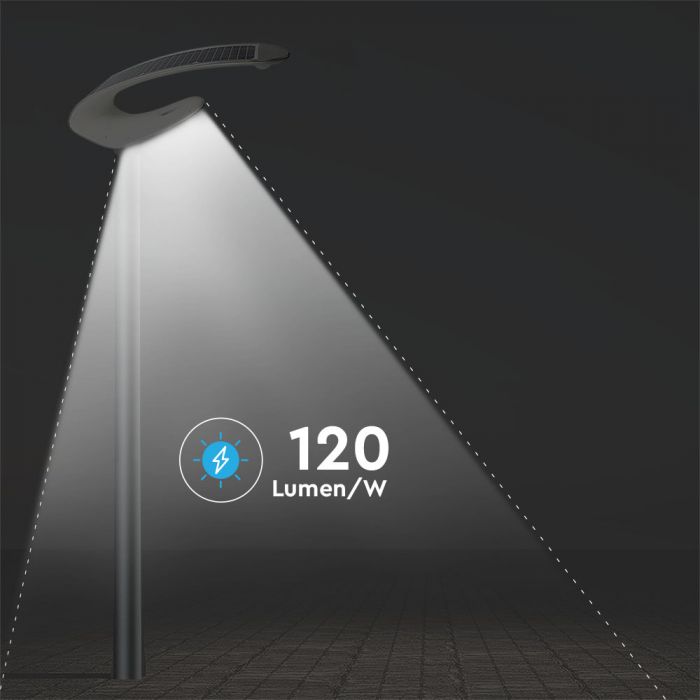 LED 2000Lm päikesepaneeliga aiavalgusti, IP65, hõbedane, 5-aastane garantii, V-TAC, neutraalne valge 4000K