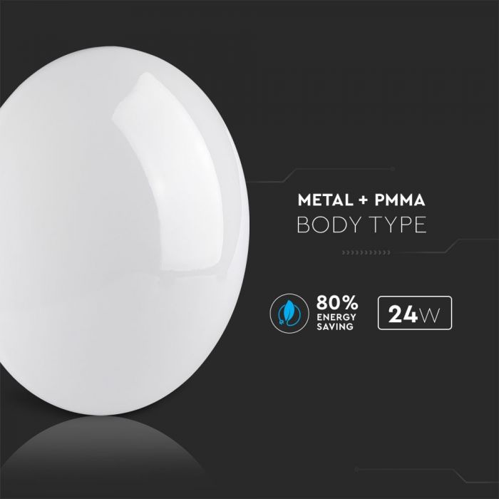 24W(1700Lm) LED plafons, IP20, apaļš, V-TAC, auksti balta gaisma 6500K