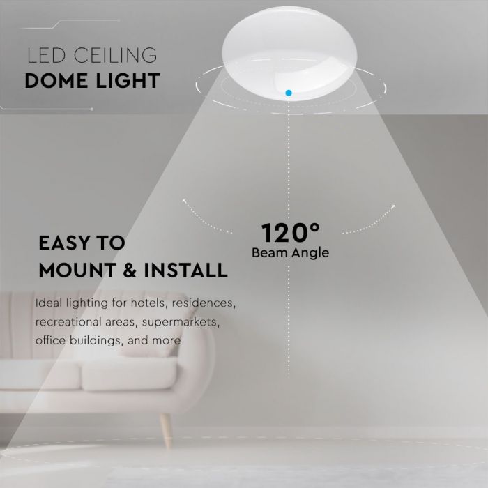 24W(1700Lm) LED plafons, IP20, apaļš, V-TAC, auksti balta gaisma 6500K