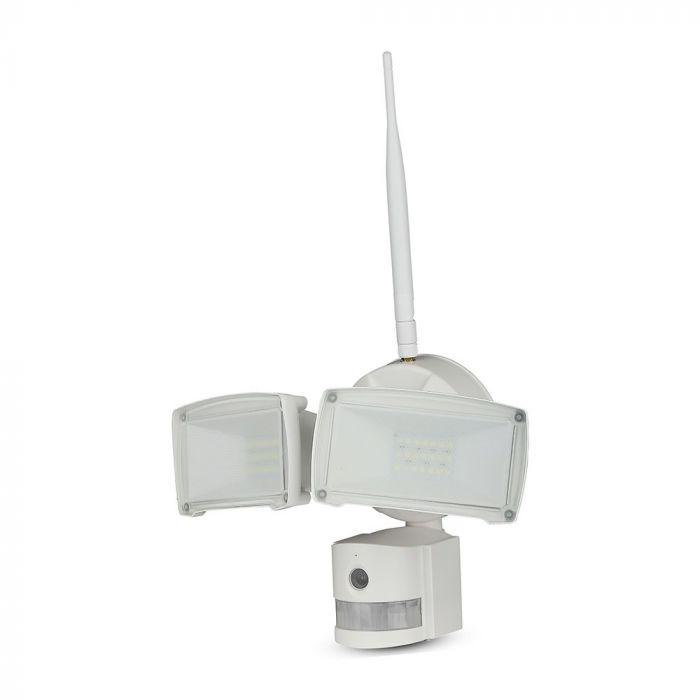 18W(600Lm) LED Wi-Fi Spotlight with surveillance camera, motion sensor, V-TAC, white body, cold white light 6000K