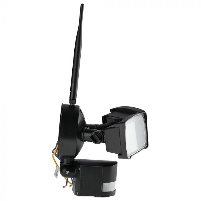 18W(600Lm) LED Wi-Fi Prožektors ar novērošanas kameru, V-TAC, ar kustības un gaismas sensoru, melns korpuss, auksti balta gaisma 6000K