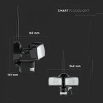 18W(600Lm) LED Wi-Fi прожектор с камерой наблюдения, V-TAC, с датчиком движения и освещенности, черный корпус, холодный белый свет 6000K