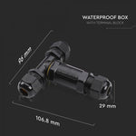 Hermetic connection, black, 8-12mm, 450V, IP68, V-TAC