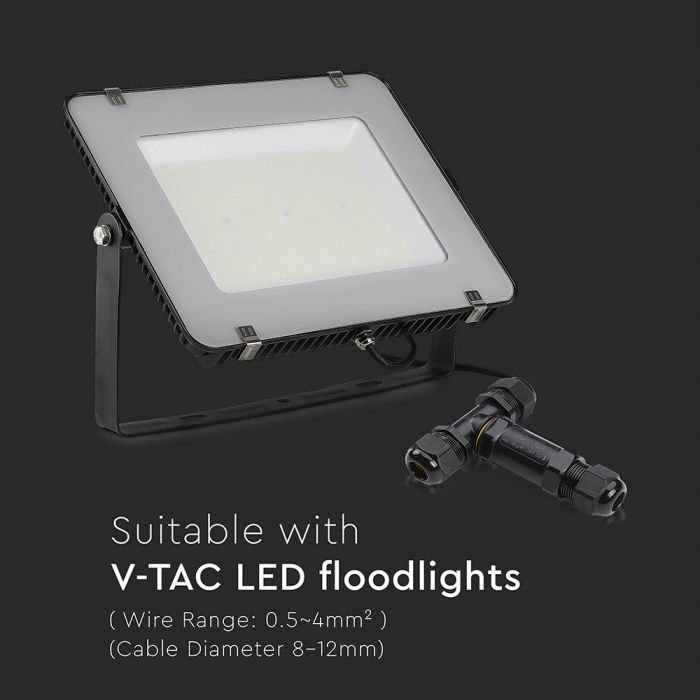 Hermetic connection, black, 8-12mm, 450V, IP68, V-TAC