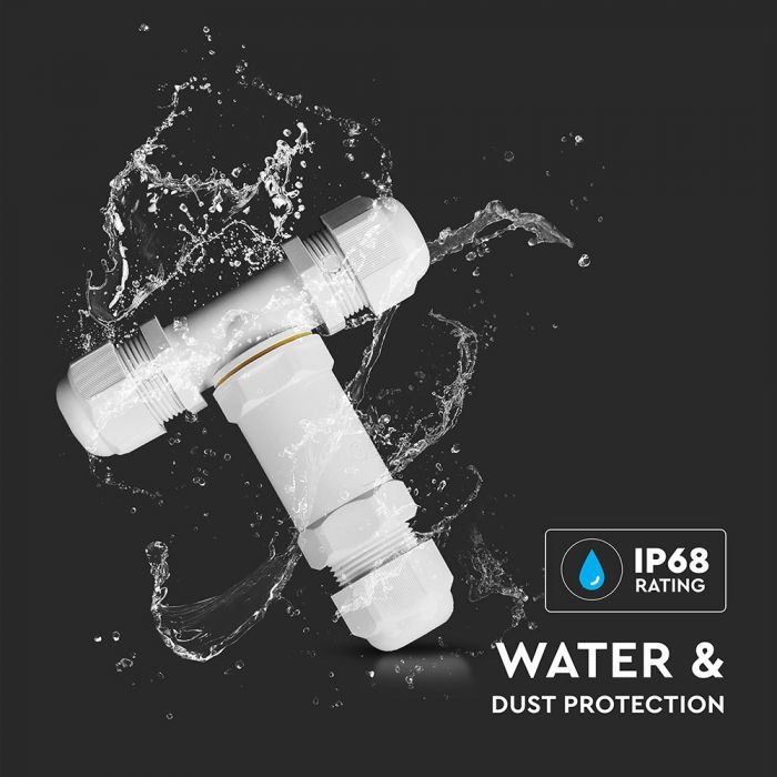 Hermetisk kontakt, vit, 8-12mm, 450V, IP68, V-TAC