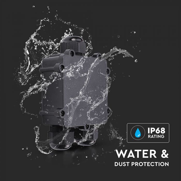 Hermetic connection, black, 8-12mm, 450V, IP68, V-TAC
