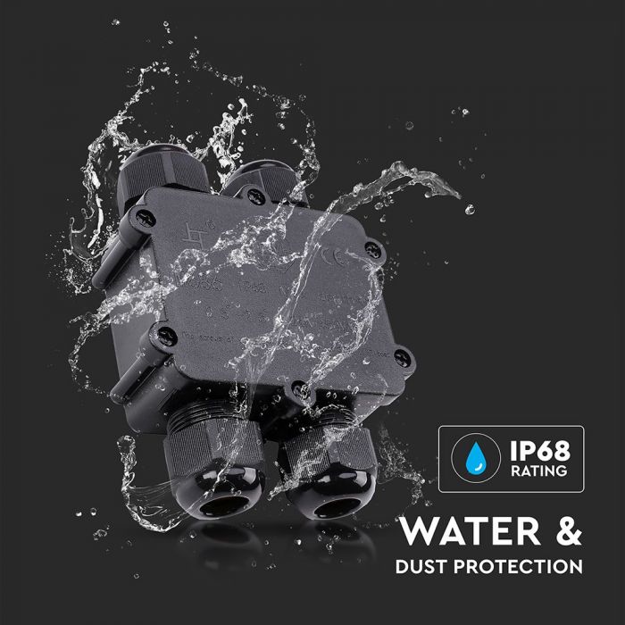 Hermetic connection, black, 8-12mm, 450V, IP68, V-TAC