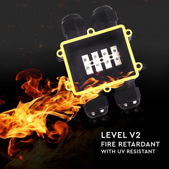 Hermetic connection, black, 8-12mm, 450V, IP68, V-TAC