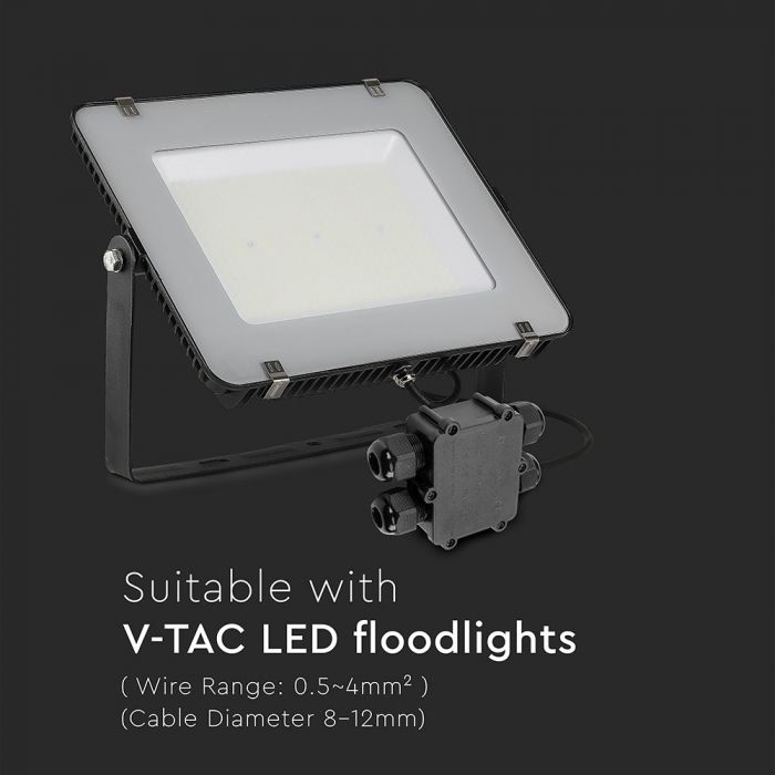 Hermētisks savienojums, melns, 8-12mm, 450V, IP68, V-TAC