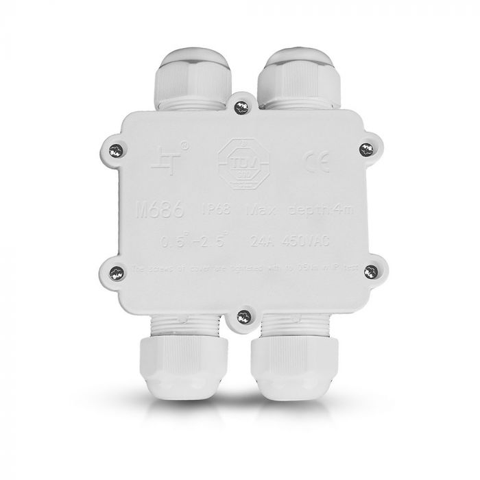 Hermētisks savienojums, balts, 8-12mm, 450V, IP68, V-TAC