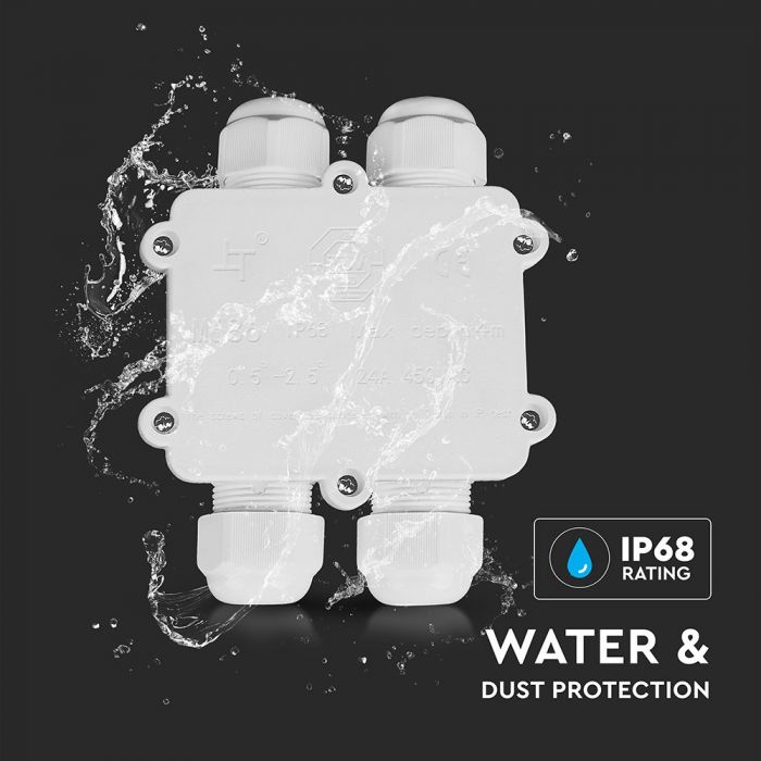 Hermetic connection, white, 8-12mm, 450V, IP68, V-TAC