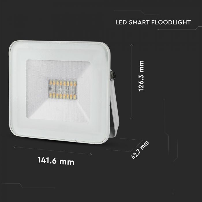 Светодиодный SMART-прожектор 20W(1400Lm) с WIFI, BLUETOOTH, RGB+WW+W+DW, V-TAC, белый корпус