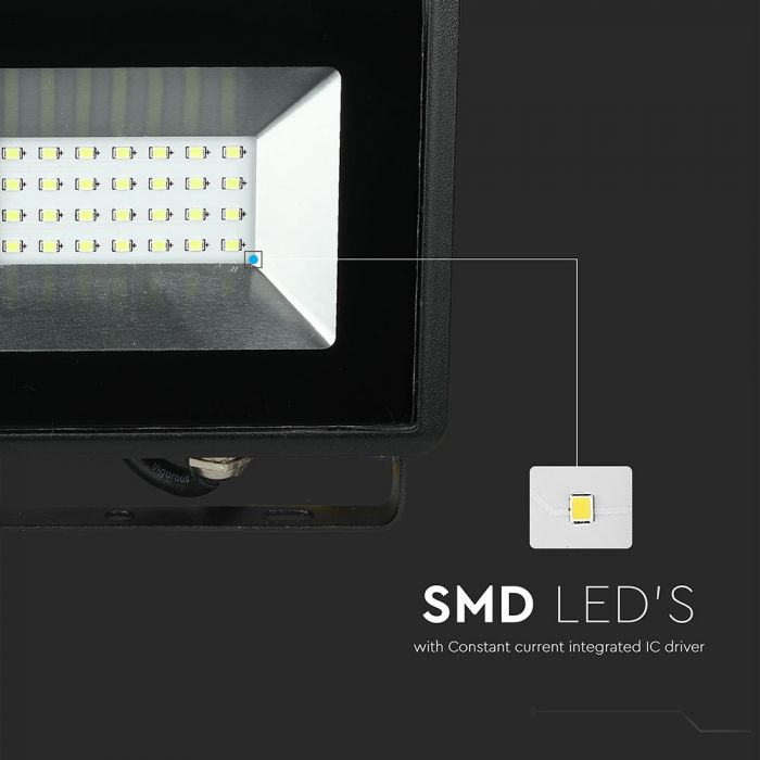 20W LED Spotlight, V-TAC, IP65, E-serien, svart hölje, grönt ljus