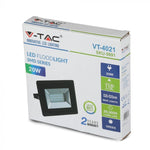20W LED Spotlight, V-TAC, IP65, E-serien, svart hölje, grönt ljus