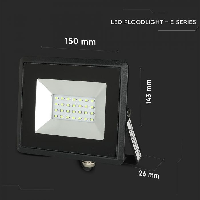 20W LED Spotlight, V-TAC, IP65, E series, black body, green light