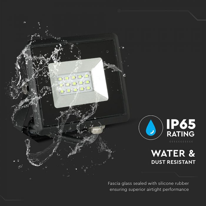 20W LED Spotlight, V-TAC, IP65, E-serien, svart hölje, grönt ljus