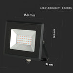 20W LED-strålkastare, V-TAC, IP65, E-serien, svart hölje, rött ljus