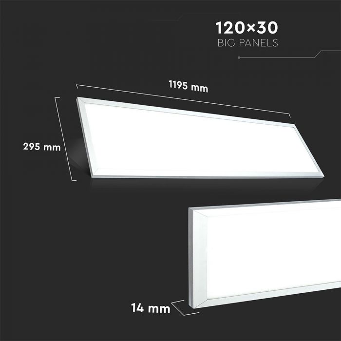 45W(3600Lm) LED Panelis 1200x300mm, V-TAC, auksti balta gaisma 6400K, komplektā ar barošanās bloku