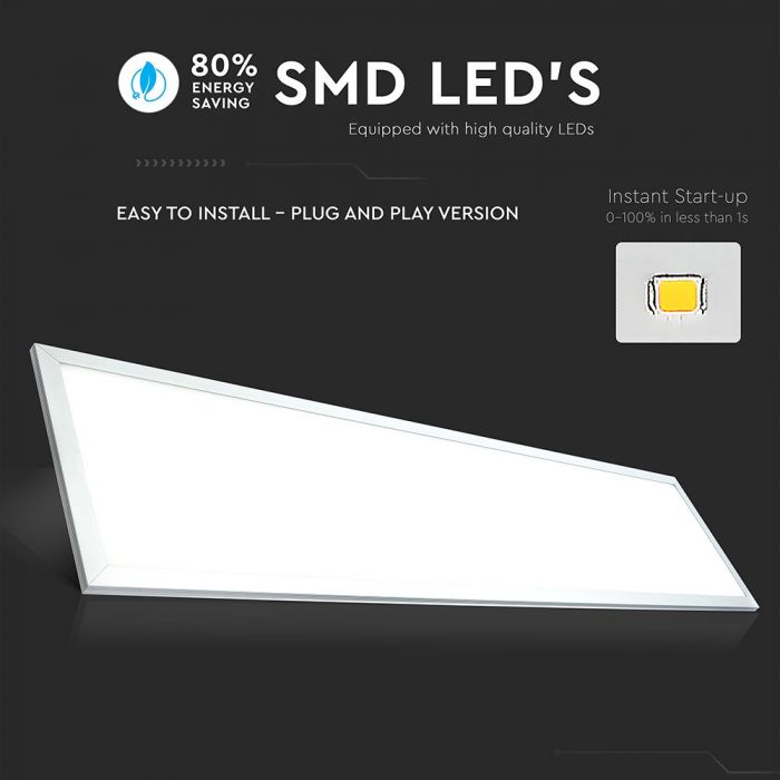 45W(3600Lm) LED Panelis 1200x300mm, V-TAC, auksti balta gaisma 6400K, komplektā ar barošanās bloku