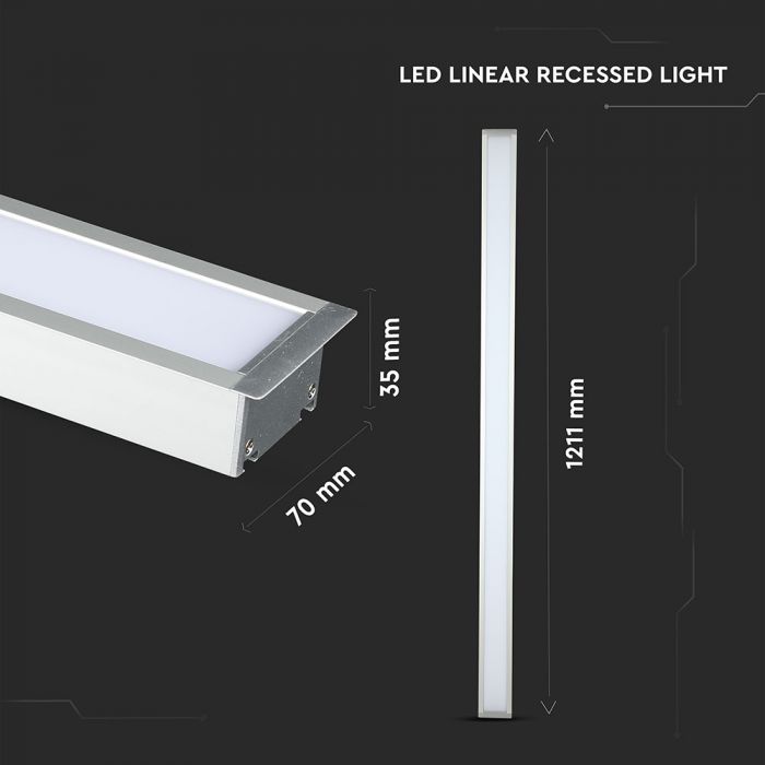 40W(4000Lm) LED Lineārais gaismeklis, iebūvējams, V-TAC SAMSUNG, garantija 5 gadi, auksti balta gaisma 6400K