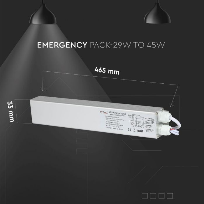 Avārijas akumulators LED paneļiem 45W, IP20, V-TAC