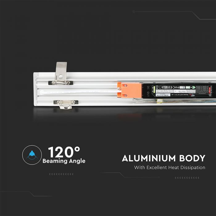 40W(4000Lm) LED Lineārais gaismeklis, iebūvējams, V-TAC SAMSUNG, garantija 5 gadi, auksti balta gaisma 6400K