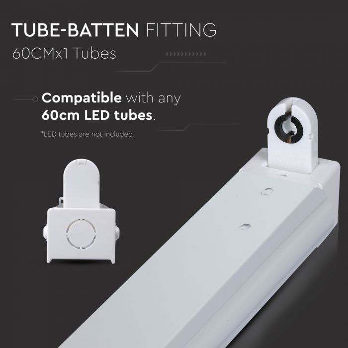 600mm LED T8 fluorescent lamp mounting fixture for 1 bulb, V-TAC