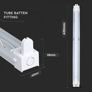 600mm LED T8 fluorescent lamp mounting fixture for 1 bulb, V-TAC