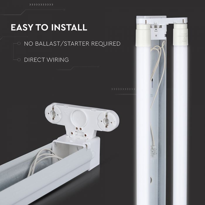 1500mm LED T8 luminofoorlampide raam/kinnitus 2 lambile, V-TAC