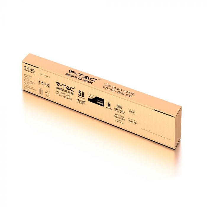 60W(6600Lm) LED Linjär armatur, pendel, V-TAC SAMSUNG, garanti 5 år, neutralvit 4000K